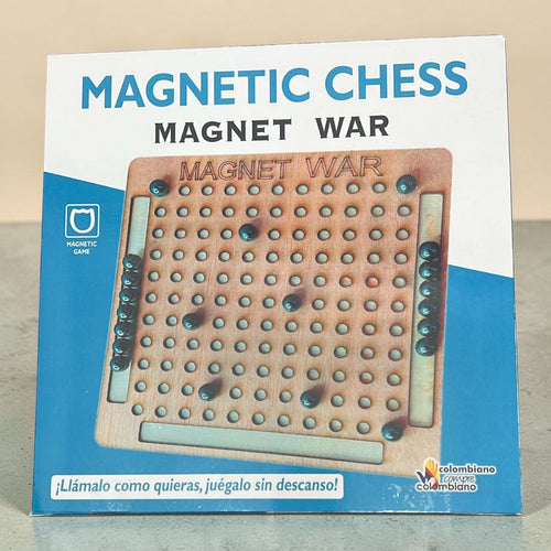 Juego de imanes con tablero de madera y bolitas magnéticas